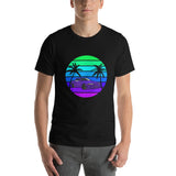 R32 Skyline Bright Retro Sunset Palm Tree Short-Sleeve Unisex T-Shirt